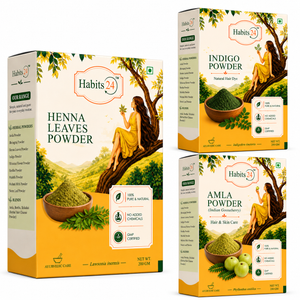 Henna, Indigo & Amla Powder Combo — For Natural Hair Colour & Shine.