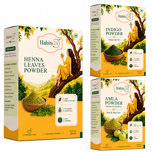 Henna, Indigo & Amla Powder Combo — For Natural Hair Colour & Shine.