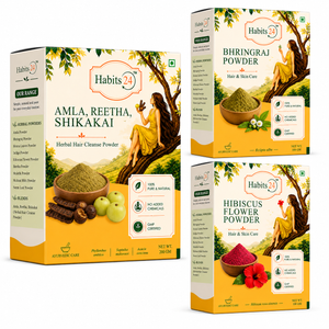 Herbal Hair Cleanse, Bhringraj & Hibiscus Powder Combo — For Hair Growth & Natural Shine
