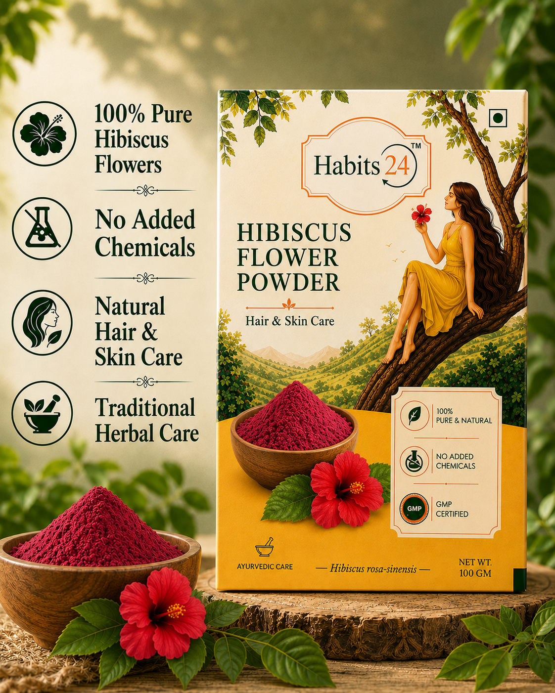 Hibiscus Flower Powder — For Hair & Skin